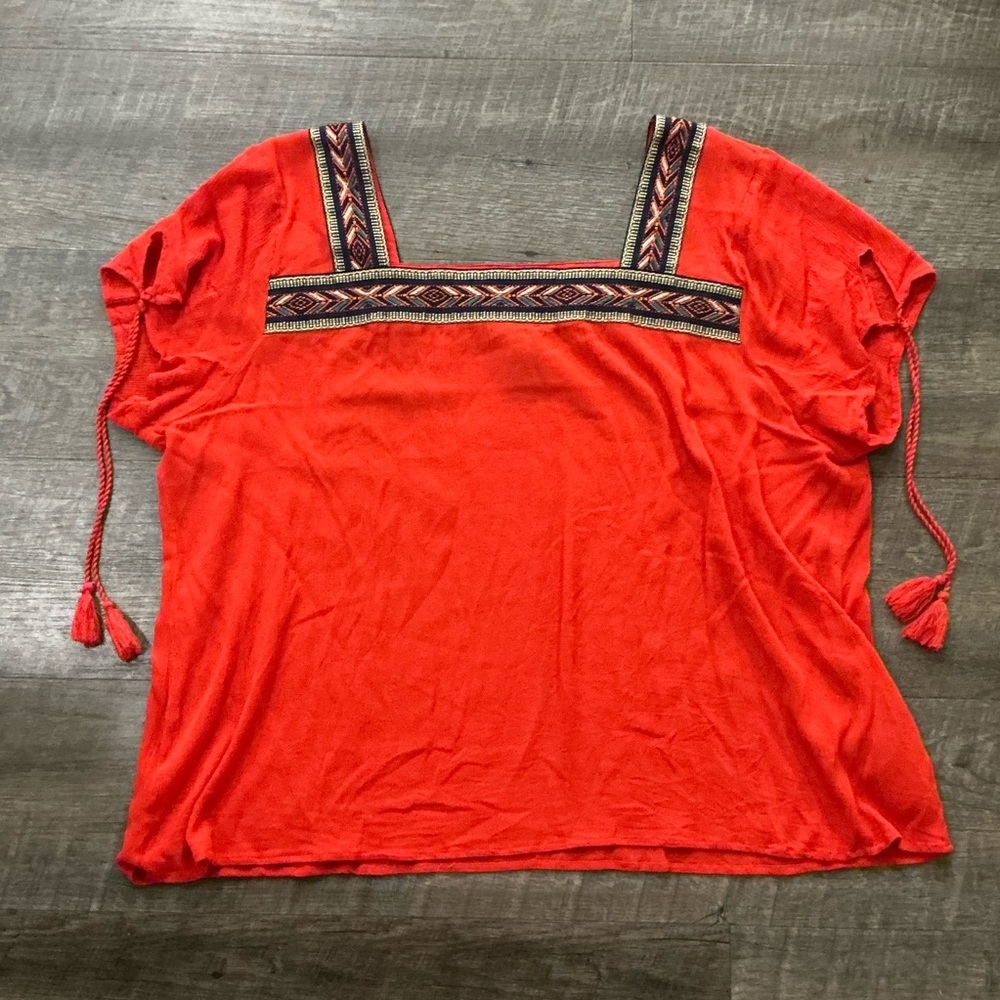 Wrangler Retro Womens Peasant Shirt Embroidered Boho - Aztec Western - Size XXL